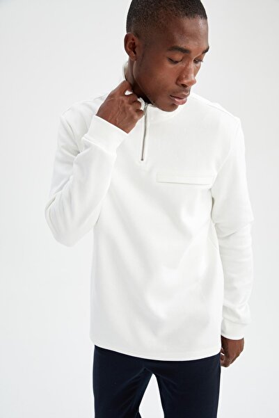 DeFacto Modern Fit High Collar Half Zipper Long Sleeve Sweatshirt