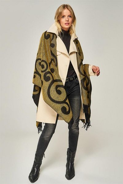 Forum Fashion Jacquard Keel Patterned Poncho