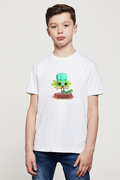 QIVI Unisex dečja bela Lizzy Zooba Battle Royale Štampano T-shirt