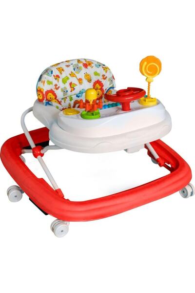 Ümit Babyhope Lüks Oyuncaklı Kırmızı-beyaz Yürüteç