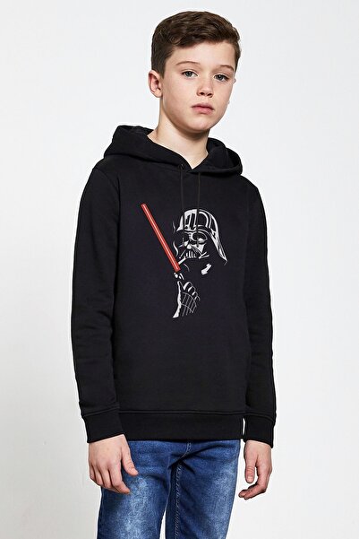QIVI Dečačka crna majica Darth Vader Fun Štampano Sa kapuljačom