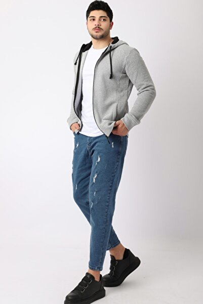 Stilkombin Style Combination Knitted Hooded Zippered Cardigan Spr 1148