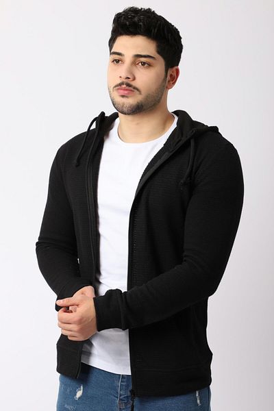 Stilkombin Combinație de stil Cardigan tricotat cu glugă și fermoar Spr 1148