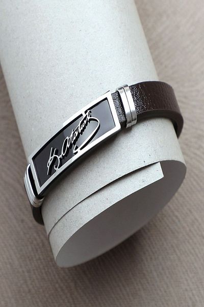 axexuar Ataturk Signed Men's/Women's Steel Bracelet Non Tarnish, Stainless, Adjustable
