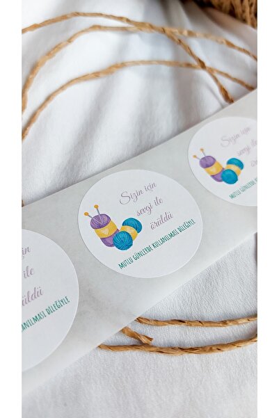 Çikoleyt Design Adhesive Sticker - Braided With Love For You (4 CM) 48 Pieces