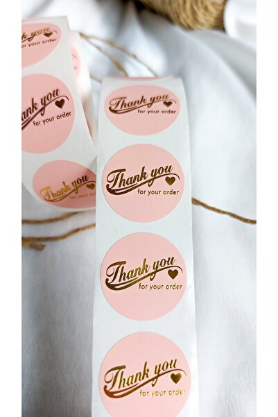 Çikoleyt Design ملصق لاصق - شكرًا لك على طلبك باللون الوردي الإيطالي (2,5 سم)...