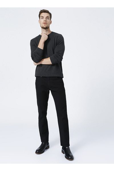 Fabrika Crew Neck Basic Anthracite Melange Men's Sweater - Benjamın-y