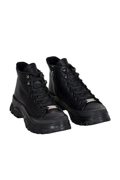 NOOSY Cizme negre de damă cu design special din piele naturală