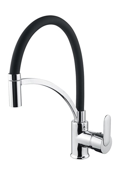 Vilas صنبور المطبخ الروماني الفاخر باللون الأسود والكروم المرن