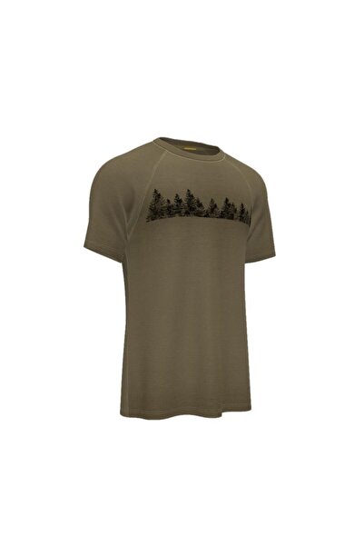 Woolnat Merino Yün Ağaç Baskılı Kısa Kol Erkek Tshirt