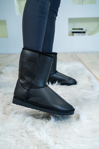 Shupe Γυναικείες μπότες μεσαίου μεγέθους Black Skin