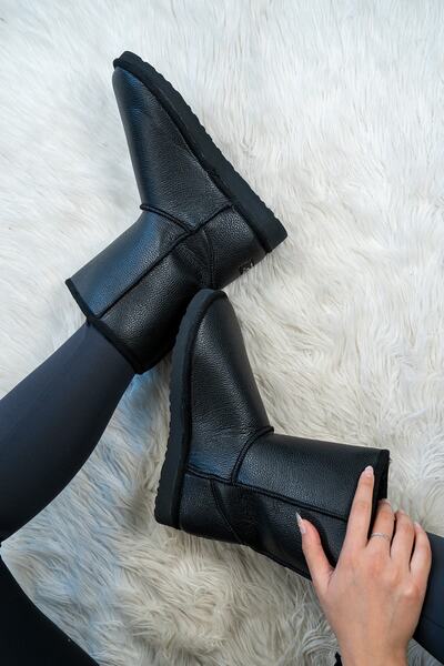 Shupe Γυναικείες μπότες μεσαίου μεγέθους Black Skin