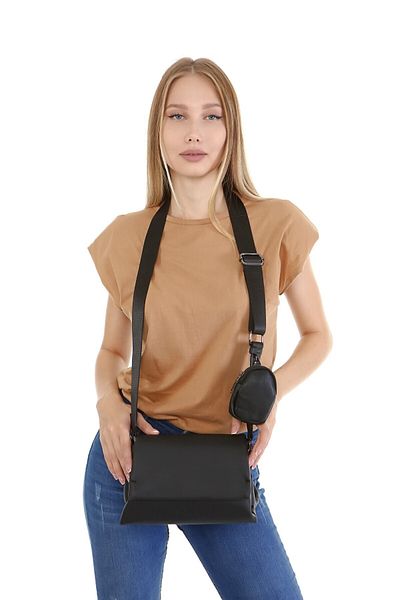 womenacs Geantă de damă din piele de culoare neagră, cu o mulțime de compartimente și posetă pentru monede