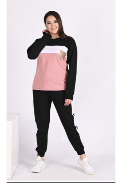 ADROM Large Size Double Tracksuit Set with Pocket Detail