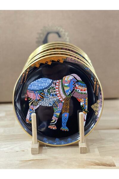 Glore Elephant Siyah 6'lı 21 Cm Pasta Tabağı Seti