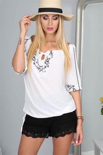 fasardi Baskılı Krep Bluz