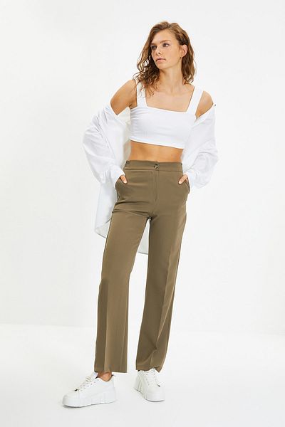Trendyol Collection Khaki Straight/Straight Cut Woven Fabric Trousers Twoaw22Pl0419