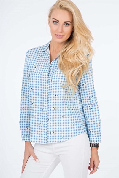 fasardi Ekose Dama Desenli Kadın Gömlek