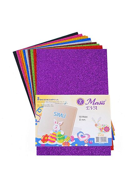 Masis A4 Glitter Eva 10 Pack Mixed 10 Different Colors