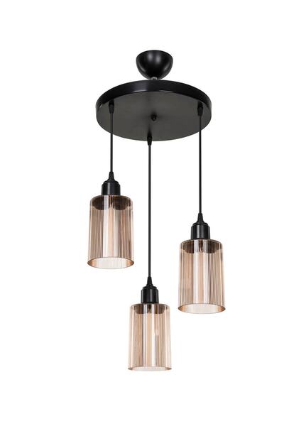 Modelight Aksel 3'lü Avize Bal Optik Camlı Siyah