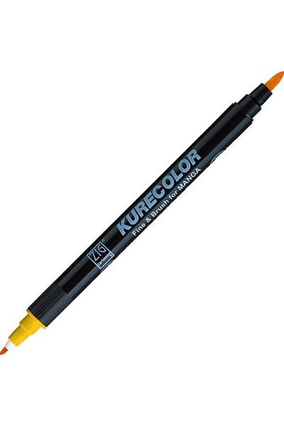Zig Zıg Kurecolor Cartoonist Fine & Brush Marker Cnkc2200 Double Ended Manga and Graphic Marker No:106 Yello