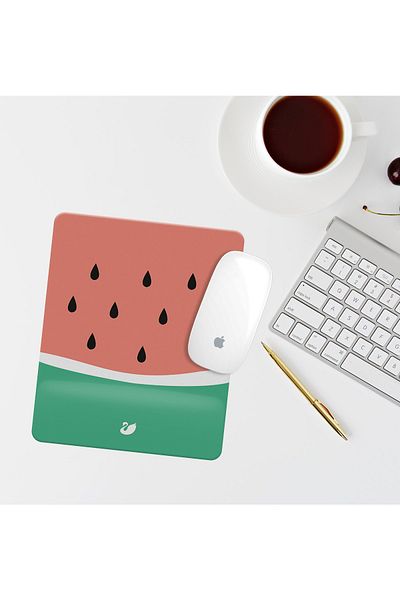 Özer Store Watermelon Drawing Rectangular Mouse Pad with Wrist Support Mouse Pad