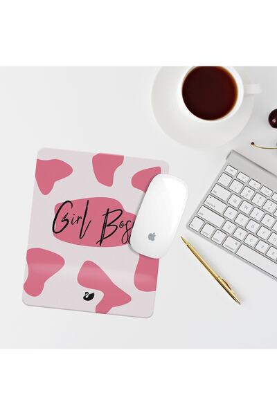 Özer Store Pembe Leopar Girl Boss Yazılı Bilek Destekli Dikdörtgen Mouse Pad ...