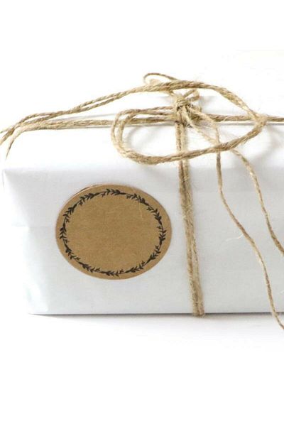 Vice Round Leaf Printed Kraft Price / Gift Tag / Adhesive 30 Pieces (5 Cm)