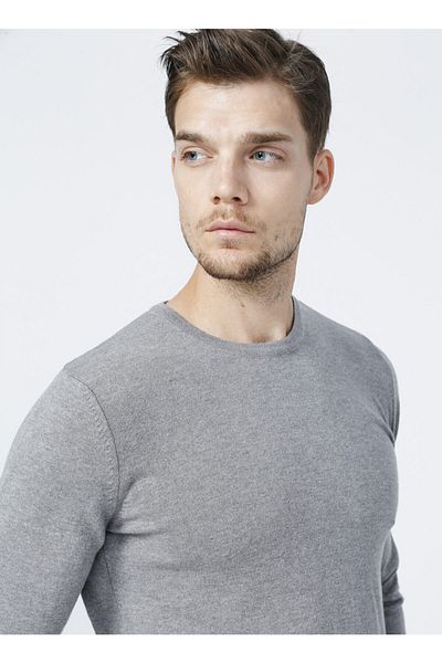 AC&Co / Altınyıldız Classics Men's Gray Melange Standard Fit Crew Neck Plain Knitwear Sweater