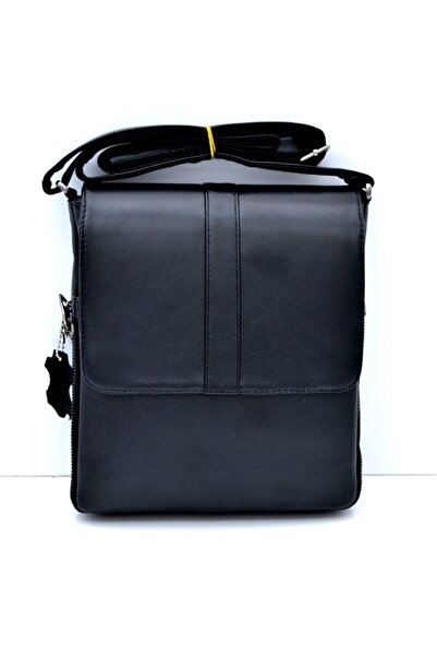 Veskemann Geantă de umăr Viktor din piele naturală neagră