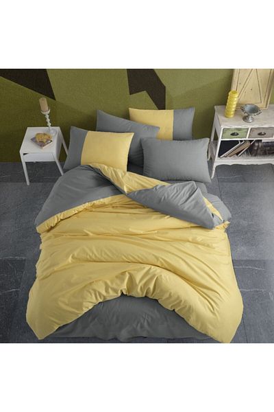 Hobby Poplin Duvet Cover Set Double Diamond Yellow