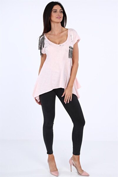 fasardi Sırt Dekolteli Asimetrik Tunik