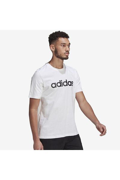 adidas Gl0058 M Lin Sj T Bisiklet Yaka Beyaz - Tricou Siyah Erkek
