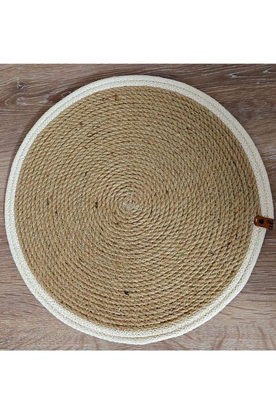 HandmadeSNM مفرش طاولة من الخوص، مفرش طاولة، أدوات مائدة ذات حواف ملونة، مفرش طاولة، مفرد