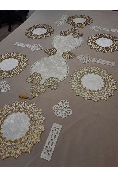 SEHARA 1 Runner/6 Amerikan Servis/6 Bardakaltlığı/6 Kaşıklık/kadife/19 Parça/...