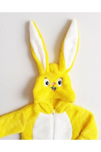 Etnique Unisex Yellow Rabbit Embroidered Plush Jumpsuit