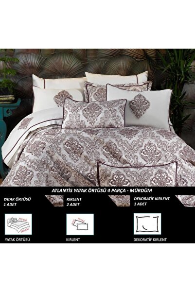 Elart Bedspread Set Double Fiber Filled Jacquard Woven Atlantis Plum