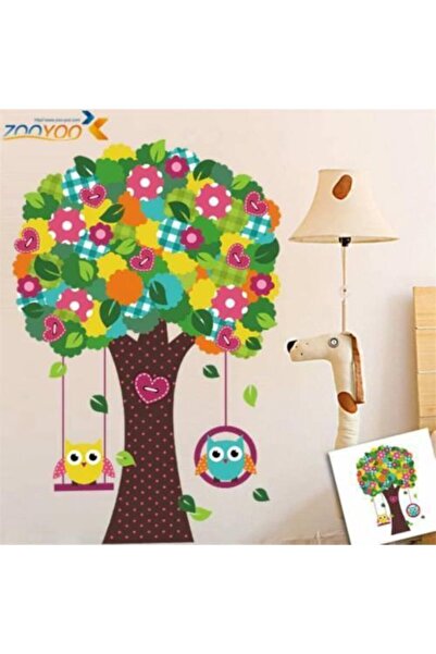 cosy home gift Çocuk Odası Sevimli Salıncaklı Kalpli Ağaç Baykuş Doğa Görsel ...