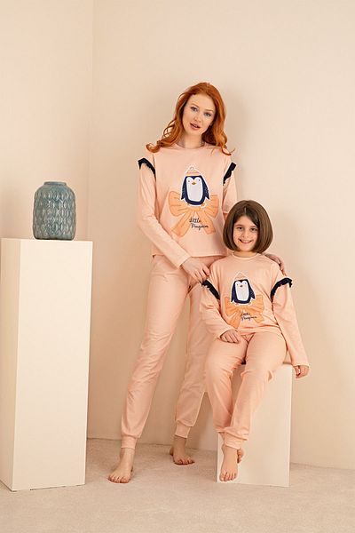 Sevim 130798252 Set pijama cu imprimeu mama-fiica