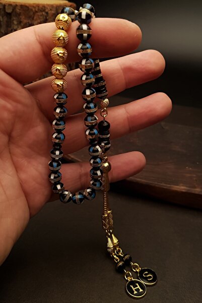 OTTOTESBİH Mavi Mine Işlemeli Kuka Tesbih, Harfli Tesbih, Isimli Hediyelik Te...