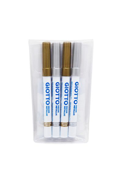 GLANCE Giotto Decor Metal All Surface Metal Felted Paint Gold Silver Set of 4