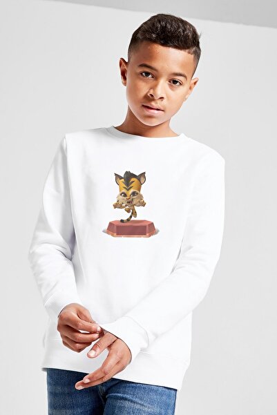 QIVI Hanorac alb unisex cu imprimeu Battle Royale Jade Zooba