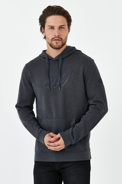 ENQUE Ανδρικό φούτερ Comfort με κουκούλα με στάμπα Basic Anthracite