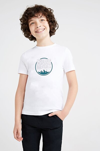 QIVI Unisex dečija bela majica Shawn Mendes Mountain Štampano