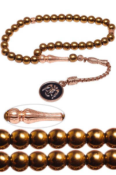 Tesbih Atölyesi Natural Bronze Color Tarnish Resistant Tassel Natural Hematite Stone Prayer Beads