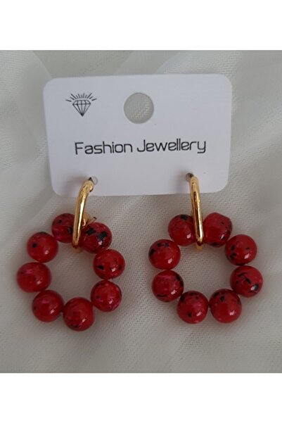 HOSBUTIK Gold Red Color Earrings