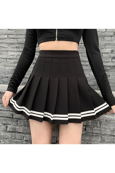 Köstebek Women's Black and White Striped Skirt