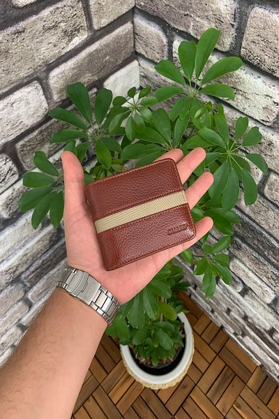 GUARD Striped Tan Leather Wallet