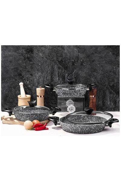 Taç Ultra Granite 3-Piece Omelette Set - Pan with Plate and Lid