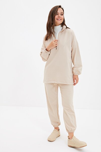 Trendyol Modest Sweatsuit Set - Beige - Relaxed fit